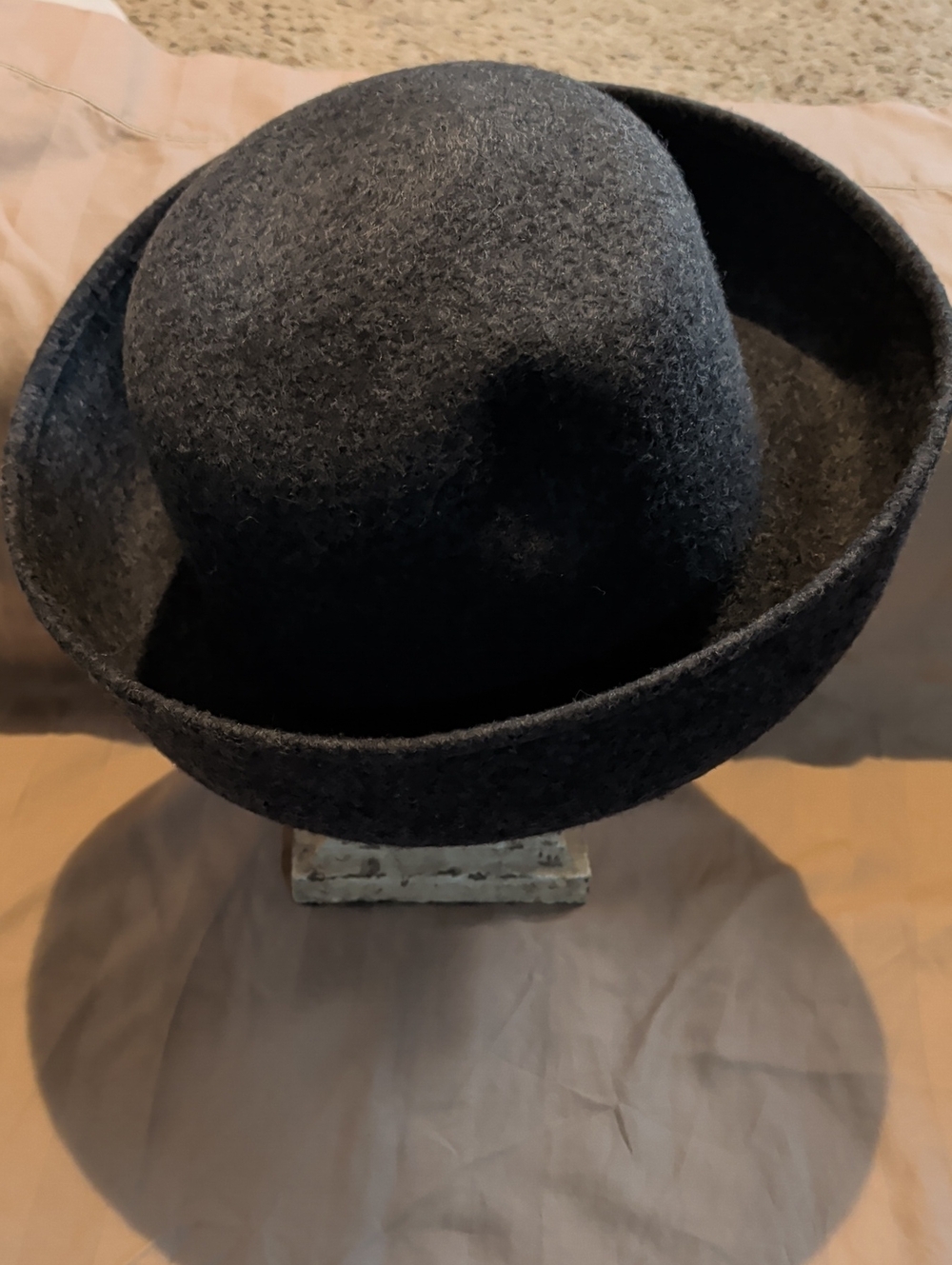 Classic Dark Gray Wool Bowler Hat Made In Italy